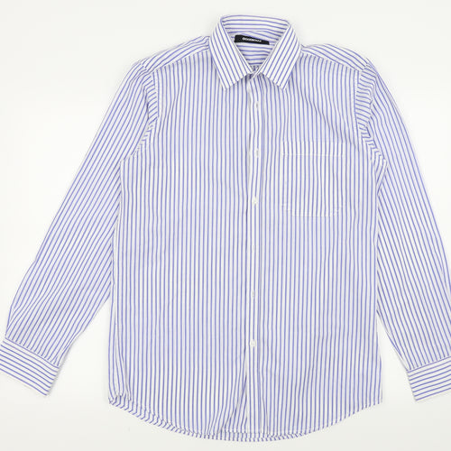 Goodsouls Mens White Striped   Dress Shirt Size 15