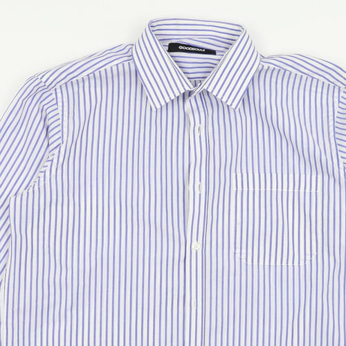 Goodsouls Mens White Striped   Dress Shirt Size 15