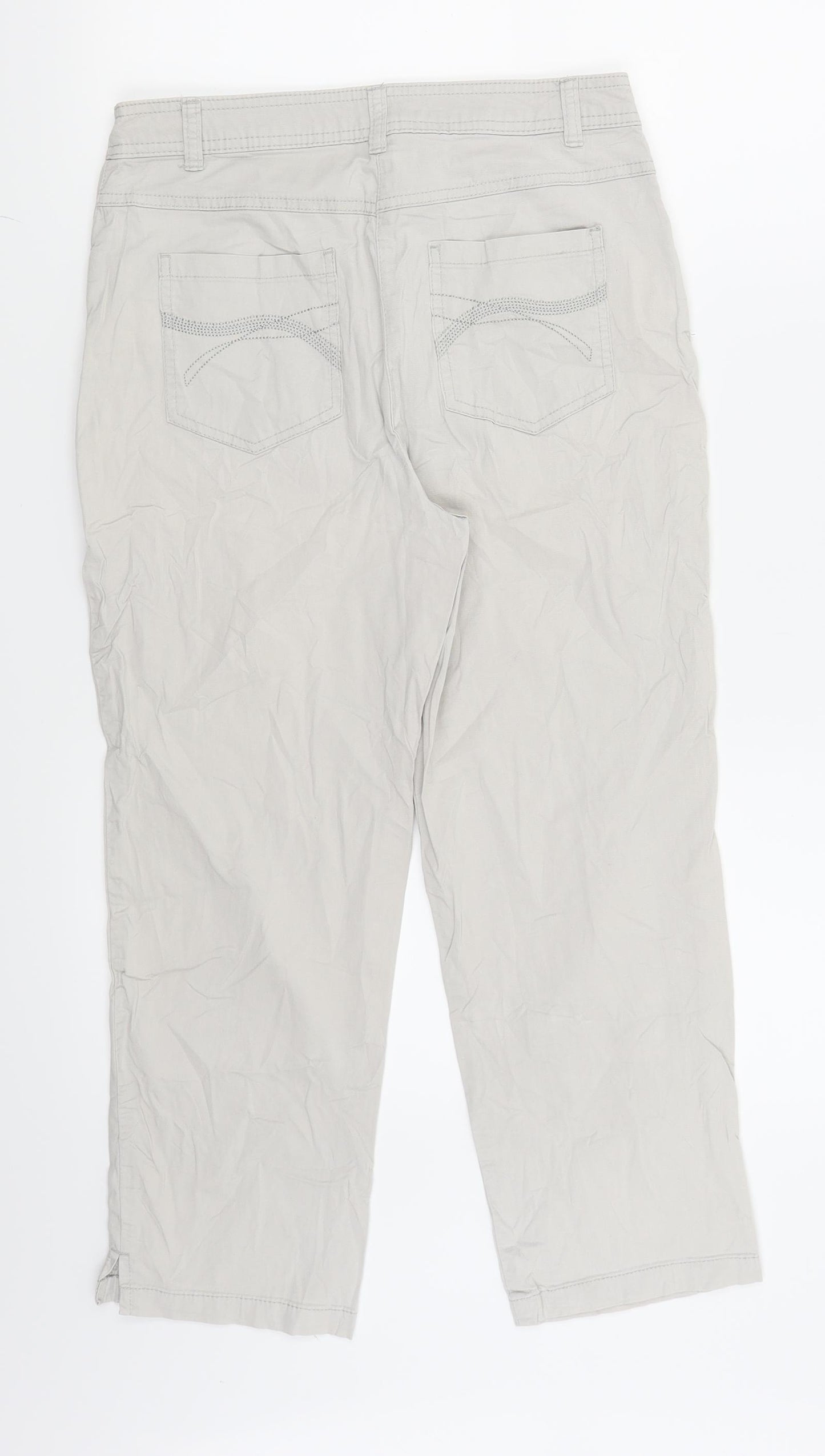 Canda Womens Grey   Capri Trousers Size 10 L22 in