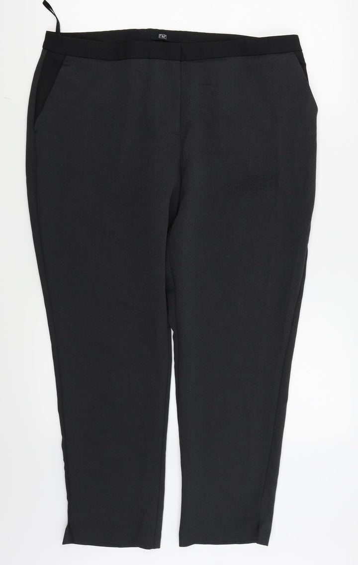 F&F Womens Black Trousers Size 16 L25 in