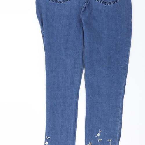 Sainsburys Womens Blue  Denim Skinny Jeans Size 12 L27 in - Floral embroidery