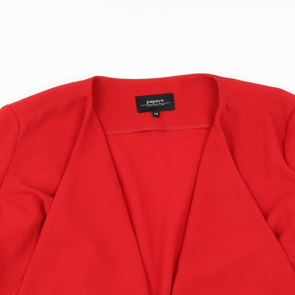 Papaya Womens Red   Jacket Blazer Size 14  - waterfall front