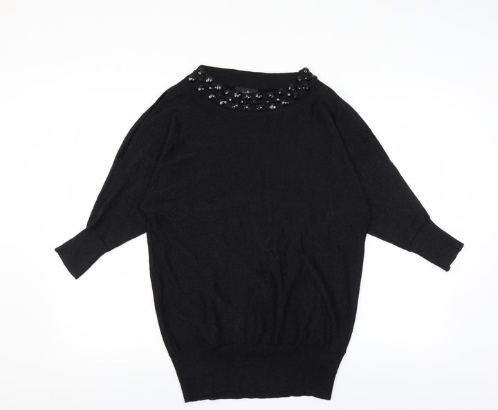 Wallis Womens Black Pullover Jumper Size S - cold shoudler