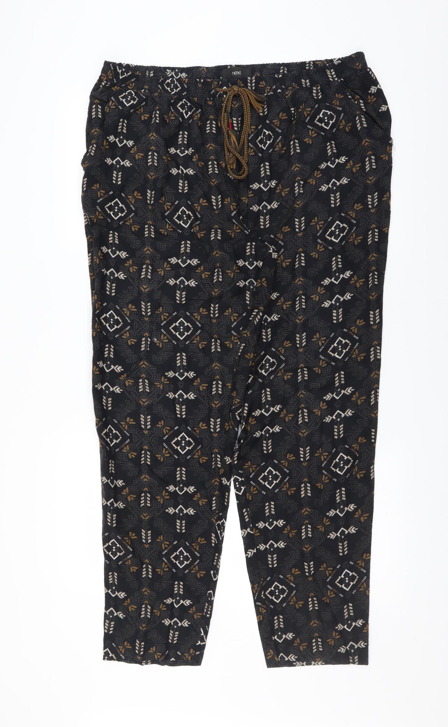 NEXT Womens Black Geometric  Trousers  Size 16 L30 in - long Leg
