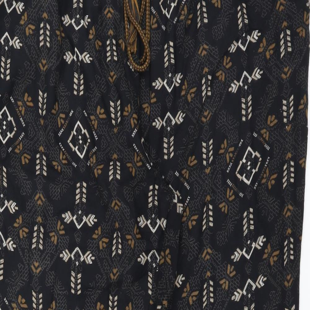 NEXT Womens Black Geometric  Trousers  Size 16 L30 in - long Leg