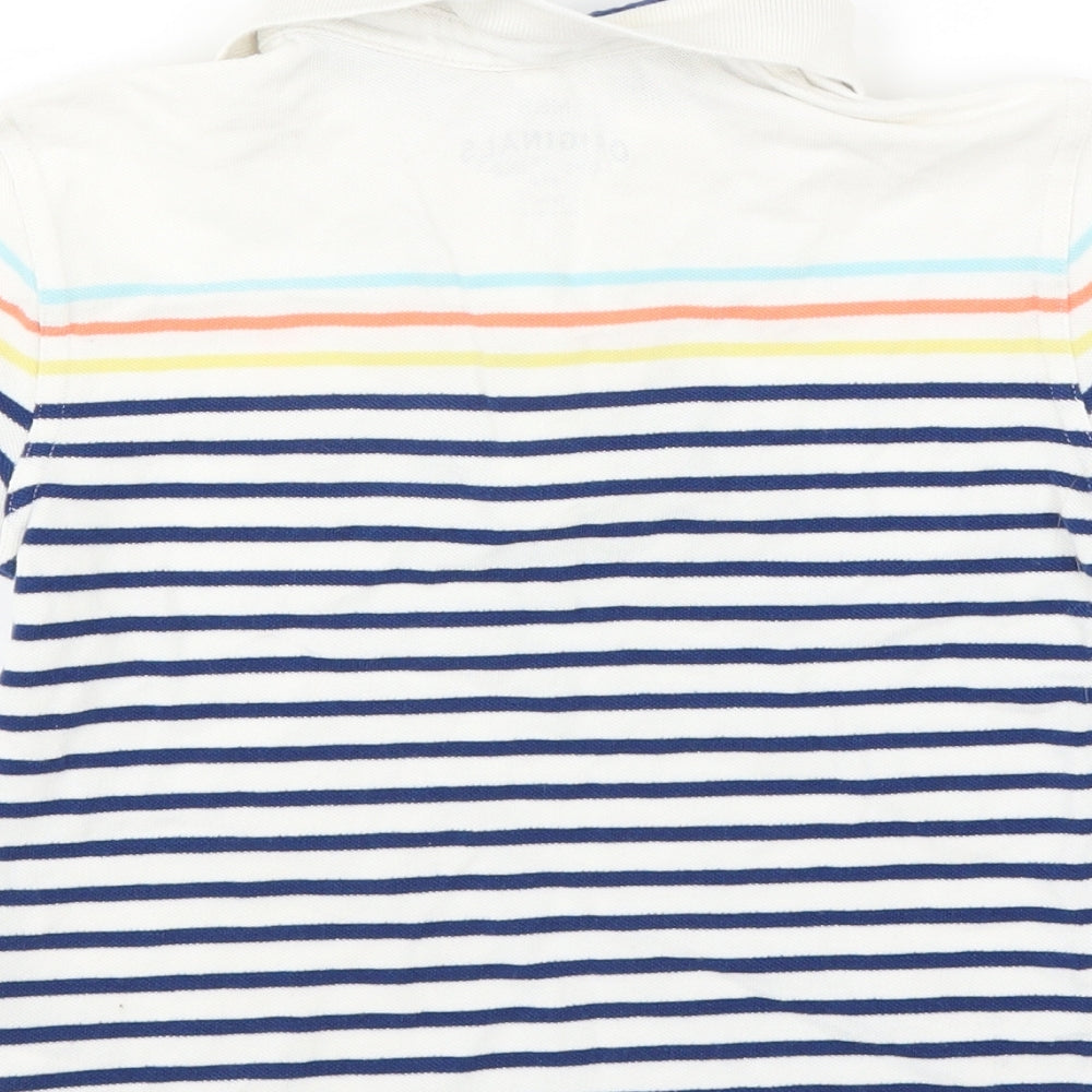 Marks and Spencer Boys White Striped  Basic Polo Size 5-6 Years
