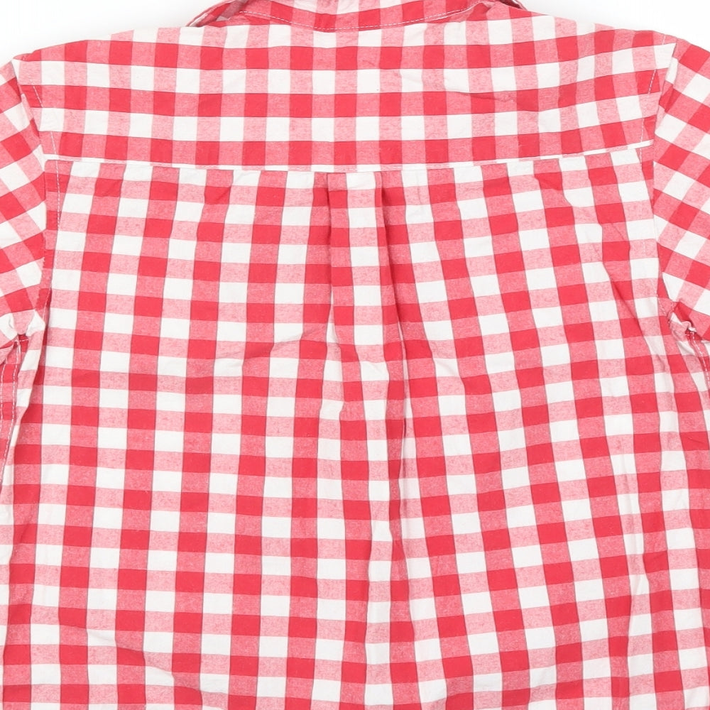 Vertbaudet Boys Red Check  Basic Button-Up Size 8 Years