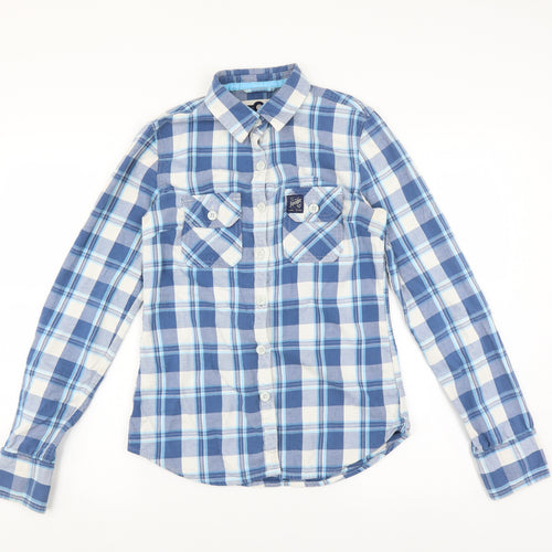 Superdry Mens Blue Plaid   Button-Up Size S