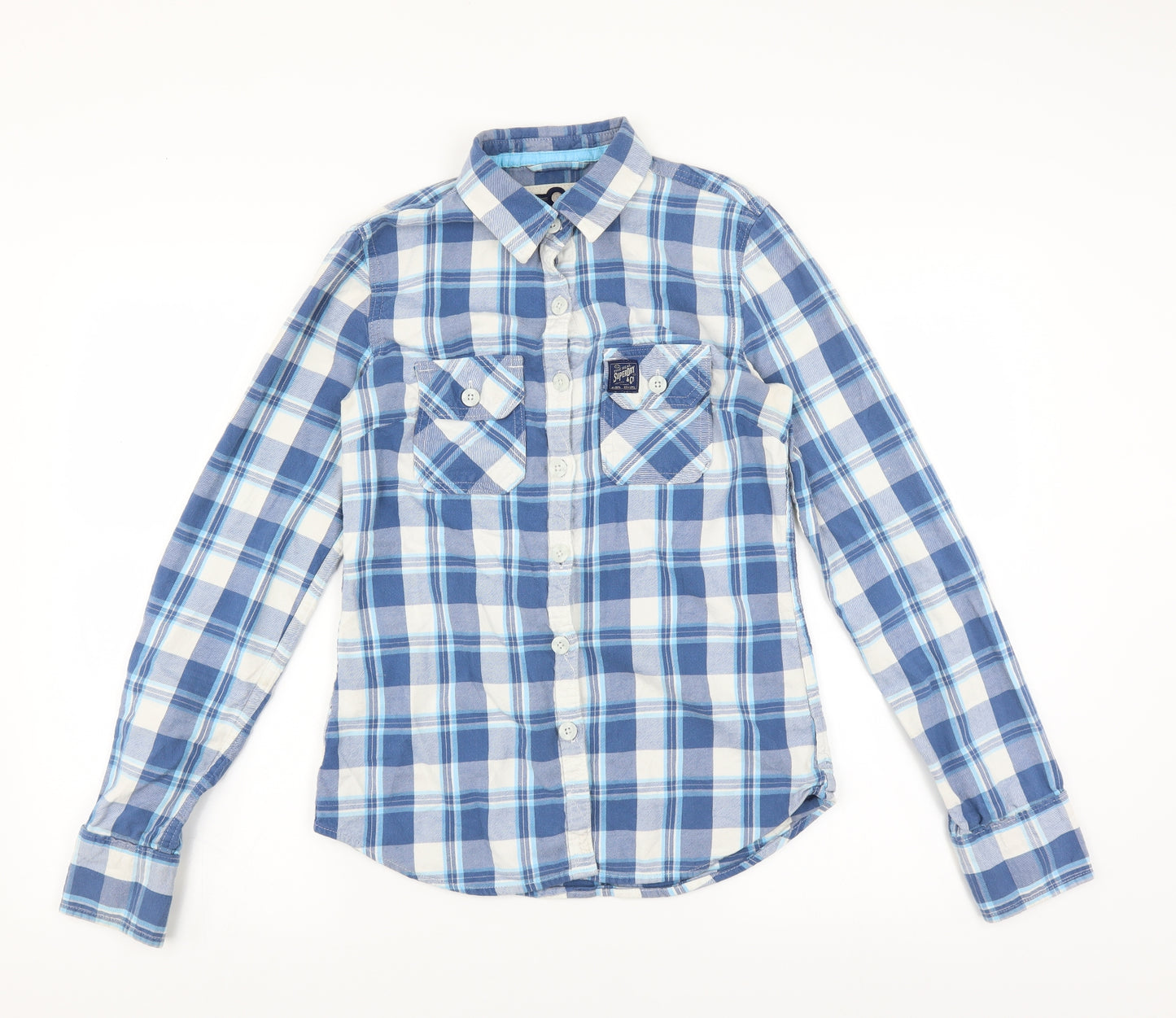 Superdry Mens Blue Plaid   Button-Up Size S