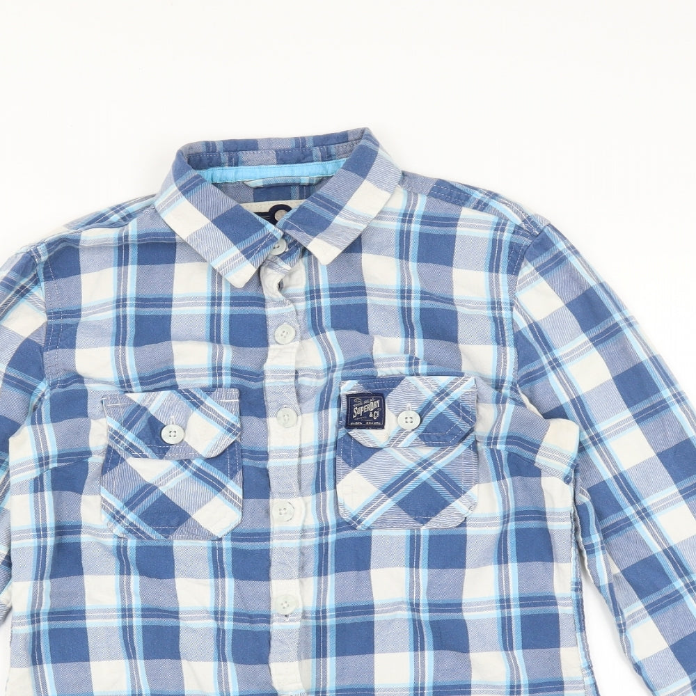 Superdry Mens Blue Plaid   Button-Up Size S
