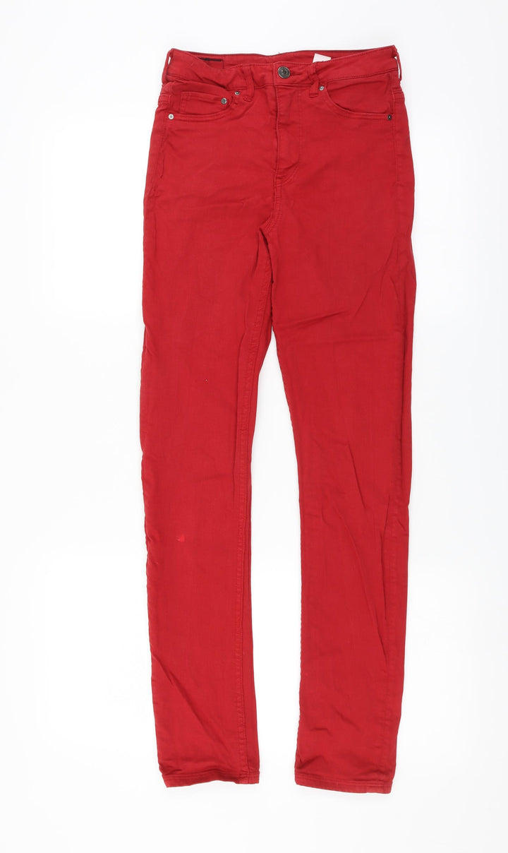 H&M Womens Red  Denim Skinny Jeans Size 27 in L30 in - skinny high rise
