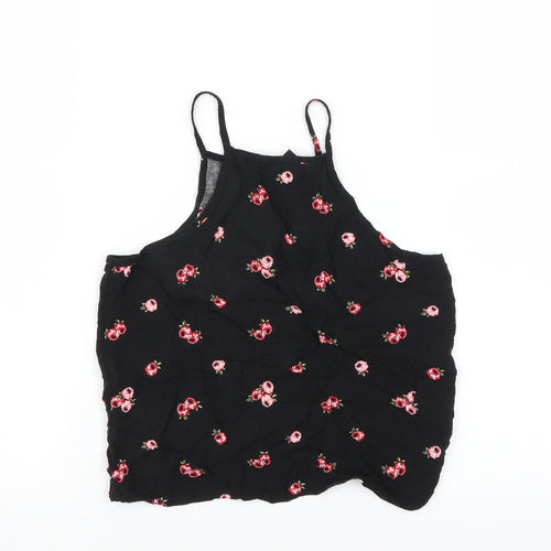 New Look Girls Black Floral  Basic Blouse Size 10 Years