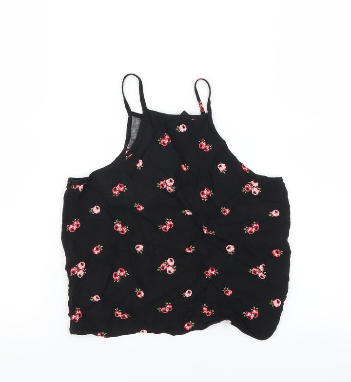 New Look Girls Black Floral  Basic Blouse Size 10 Years