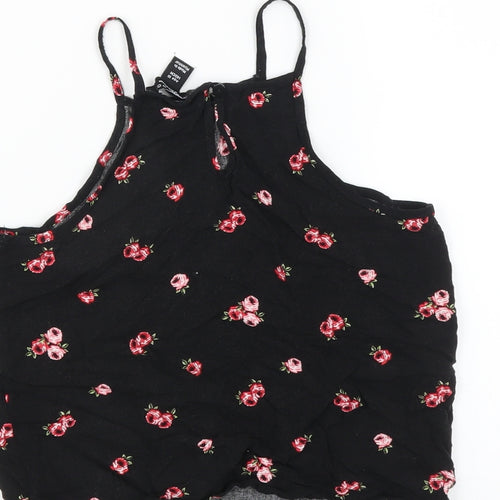 New Look Girls Black Floral  Basic Blouse Size 10 Years