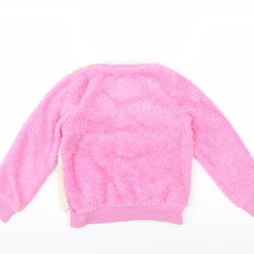 Sainsburys Girls Pink   Pullover Jumper Size 7-8 Years  - animal face