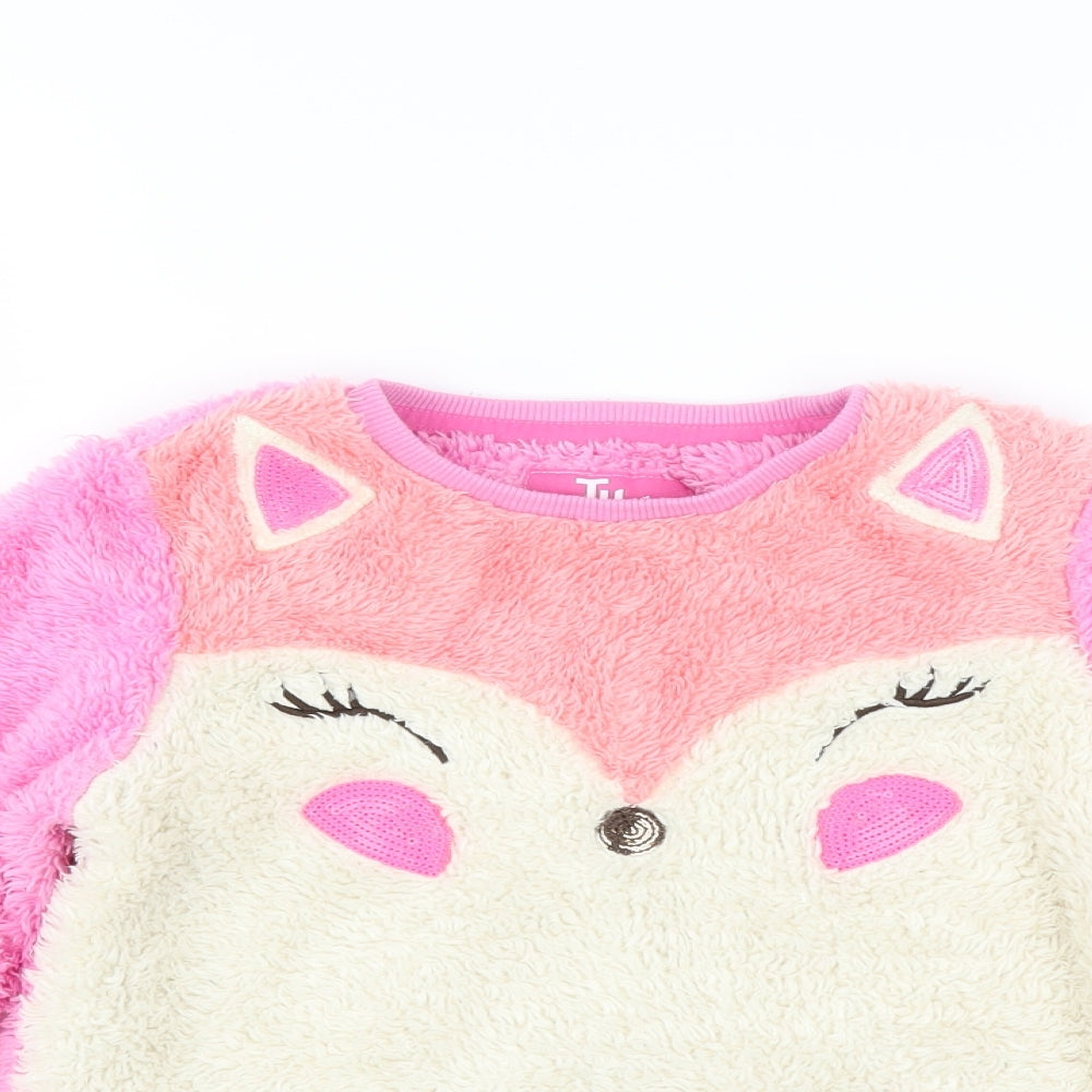 Sainsburys Girls Pink   Pullover Jumper Size 7-8 Years  - animal face