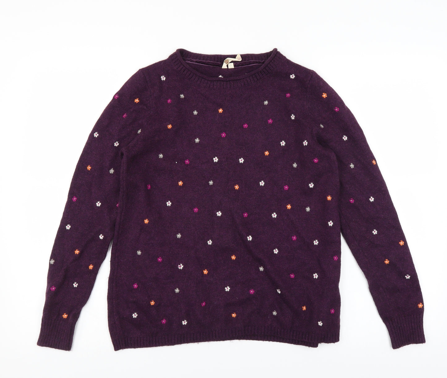White Stuff Womens Purple Floral  Pullover Jumper Size 12  - Floral embroidery