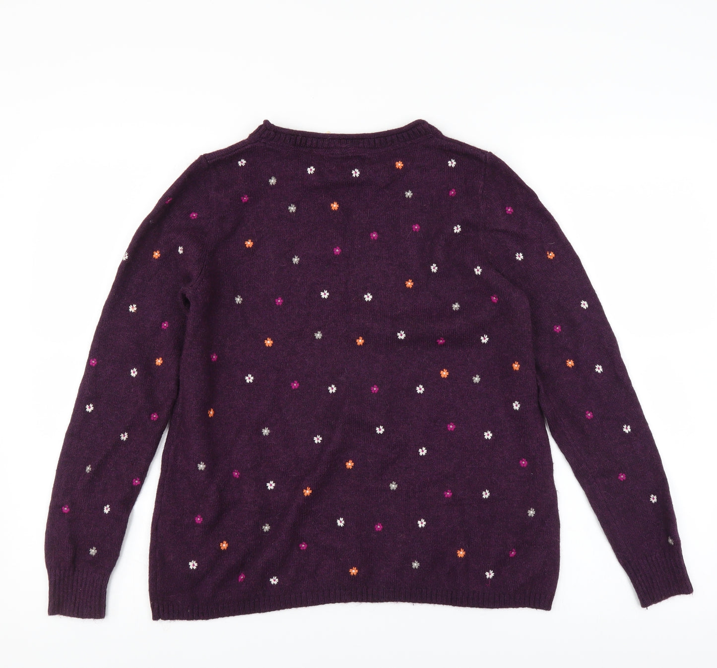 White Stuff Womens Purple Floral  Pullover Jumper Size 12  - Floral embroidery