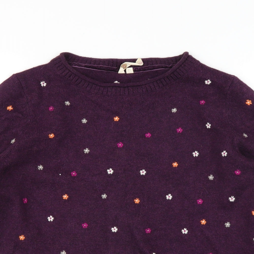 White Stuff Womens Purple Floral  Pullover Jumper Size 12  - Floral embroidery
