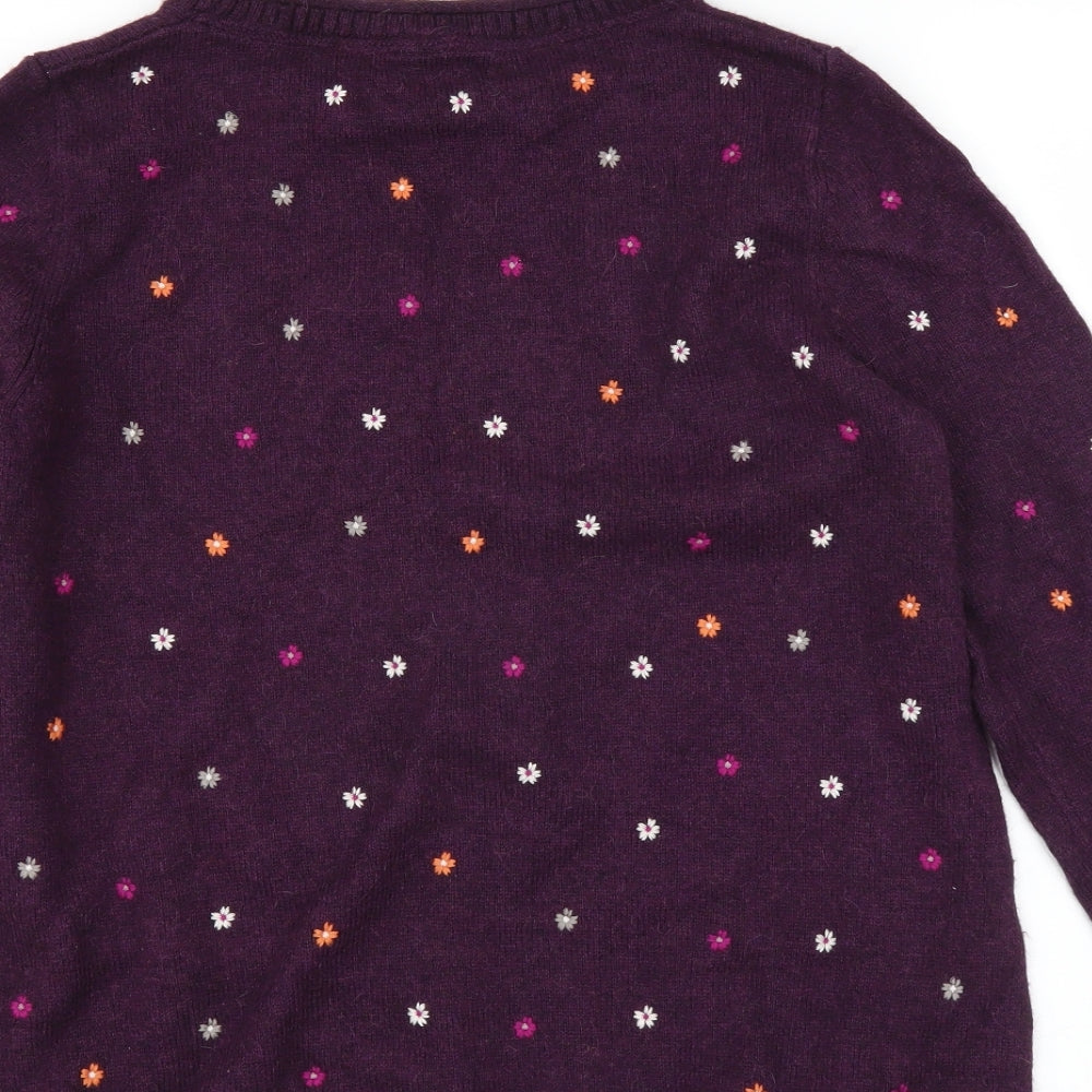 White Stuff Womens Purple Floral  Pullover Jumper Size 12  - Floral embroidery