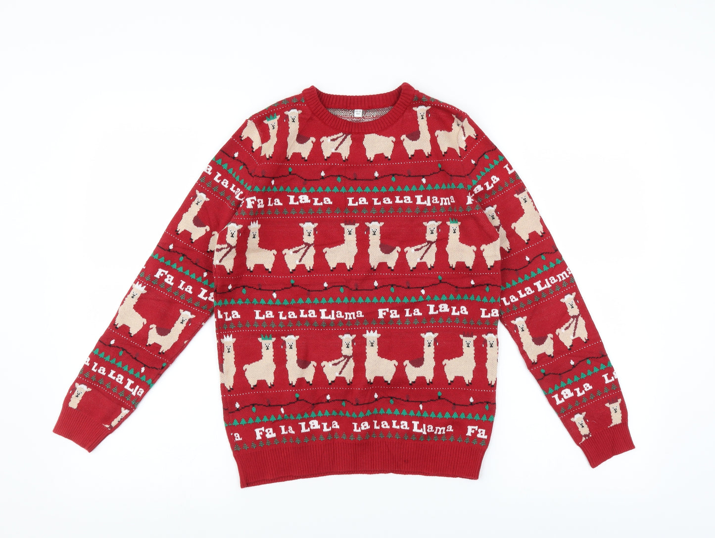Marks and Spencer Boys Red   Pullover Jumper Size 11-12 Years  - christmas llama jumper