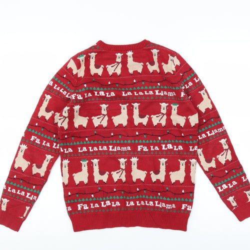 Marks and Spencer Boys Red   Pullover Jumper Size 11-12 Years  - christmas llama jumper