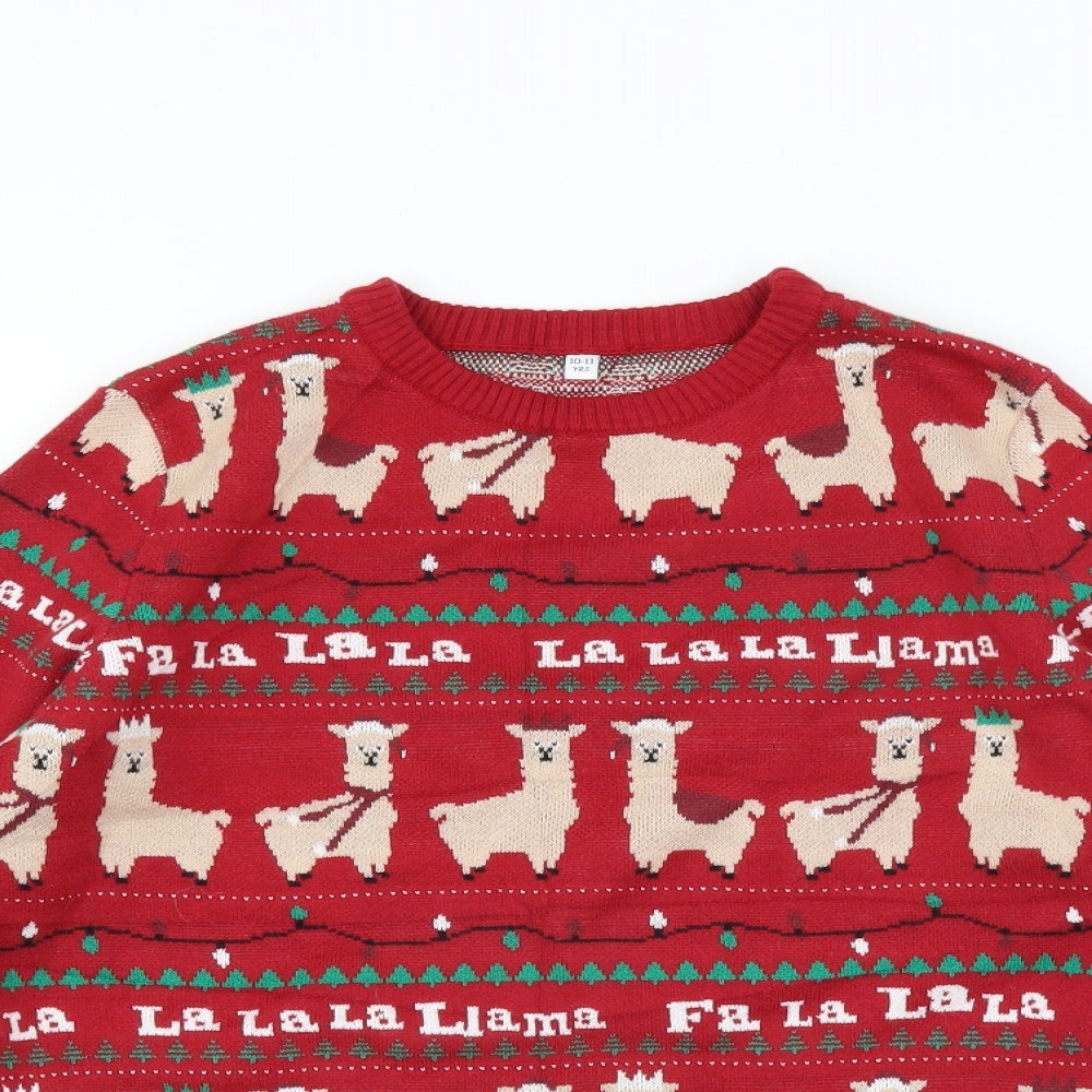 Marks and Spencer Boys Red   Pullover Jumper Size 11-12 Years  - christmas llama jumper