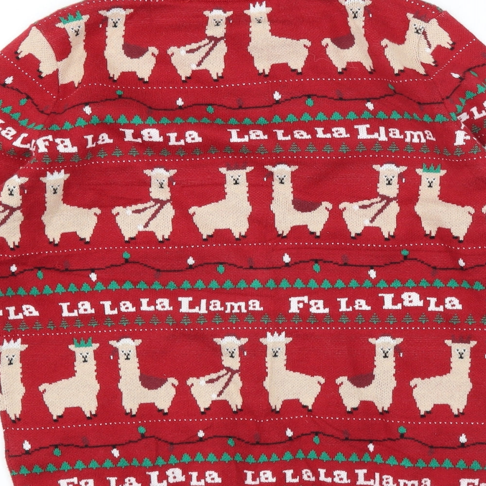 Marks and Spencer Boys Red   Pullover Jumper Size 11-12 Years  - christmas llama jumper