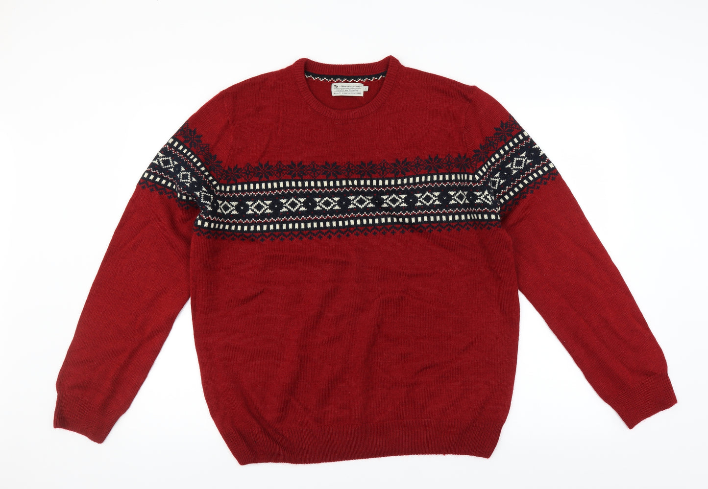 Sainsburys Mens Red   Pullover Jumper Size L  - christmas jumper