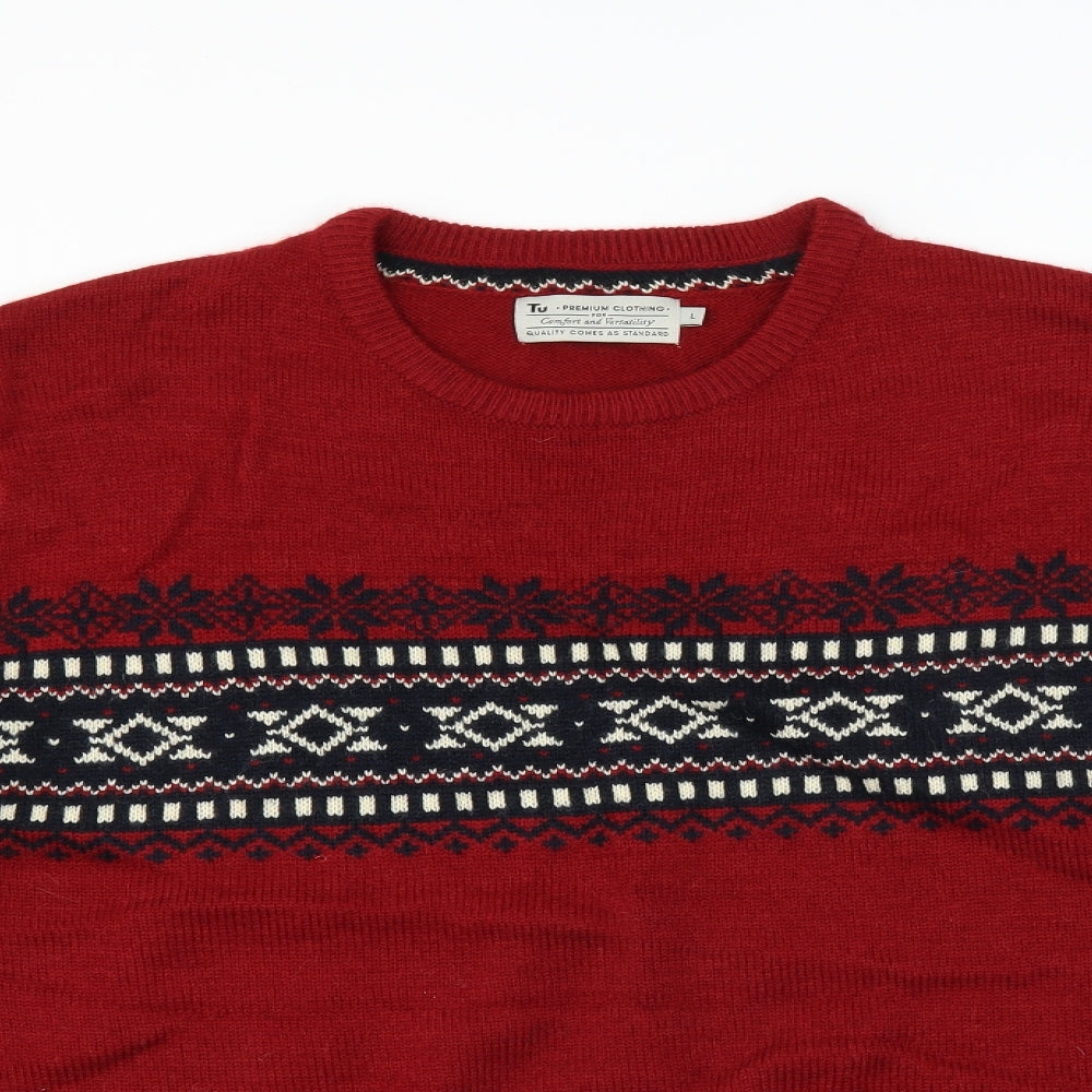 Sainsburys Mens Red   Pullover Jumper Size L  - christmas jumper