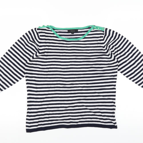 Elite Collection Womens Blue Striped  Pullover Jumper Size M