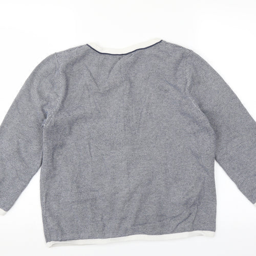 H&M Womens Blue Striped  Cardigan Jumper Size L