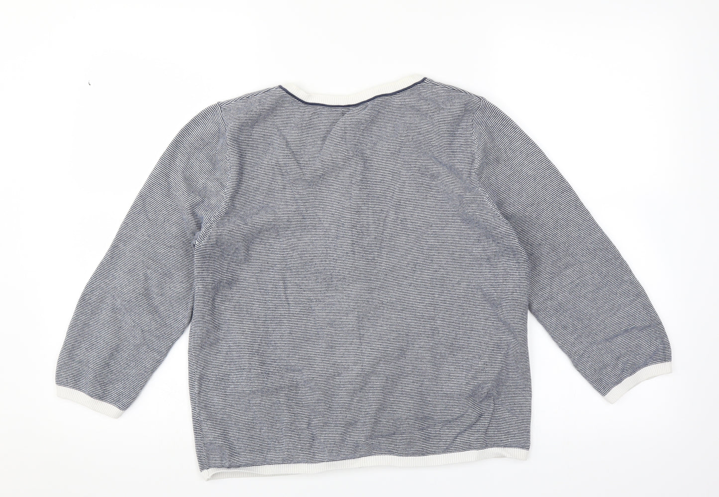 H&M Womens Blue Striped  Cardigan Jumper Size L