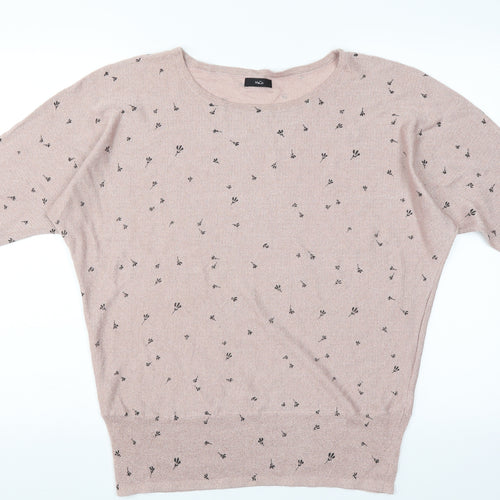 M&Co Womens Pink Floral  Pullover Jumper Size 16  - glittery