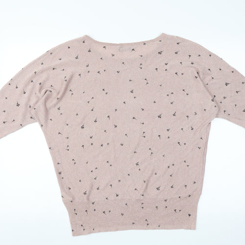 M&Co Womens Pink Floral  Pullover Jumper Size 16  - glittery