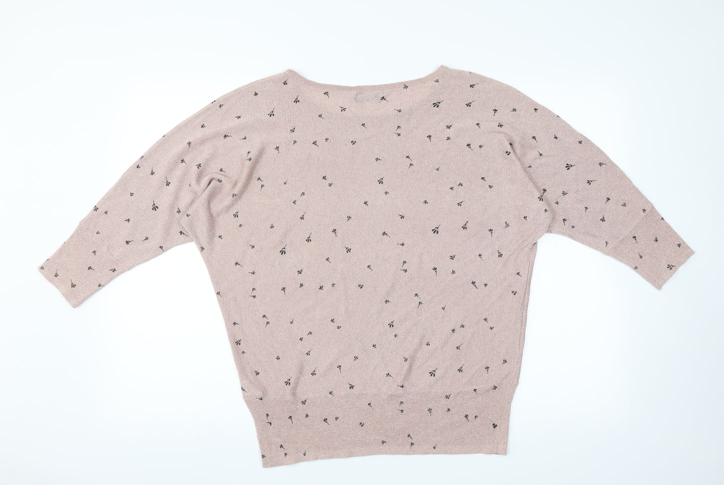 M&Co Womens Pink Floral  Pullover Jumper Size 16  - glittery
