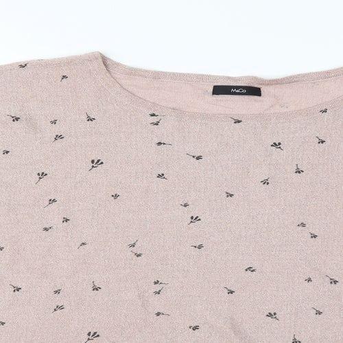 M&Co Womens Pink Floral  Pullover Jumper Size 16  - glittery