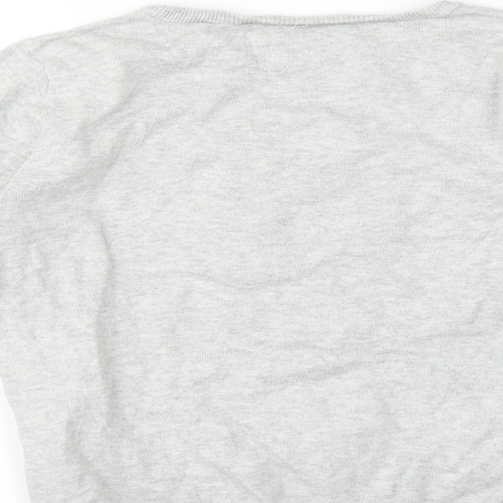 H&M Girls Grey   Pullover Jumper Size 8-9 Years  - cat and rabbit