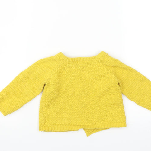 Mini Club Girls Yellow   Cardigan Jumper Size 6-9 Months  - Floral embroidery