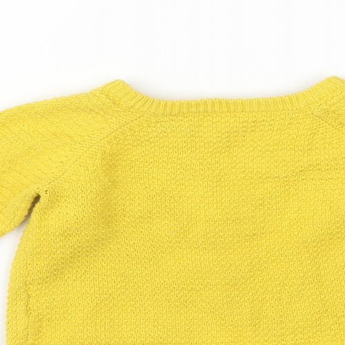 Mini Club Girls Yellow   Cardigan Jumper Size 6-9 Months  - Floral embroidery