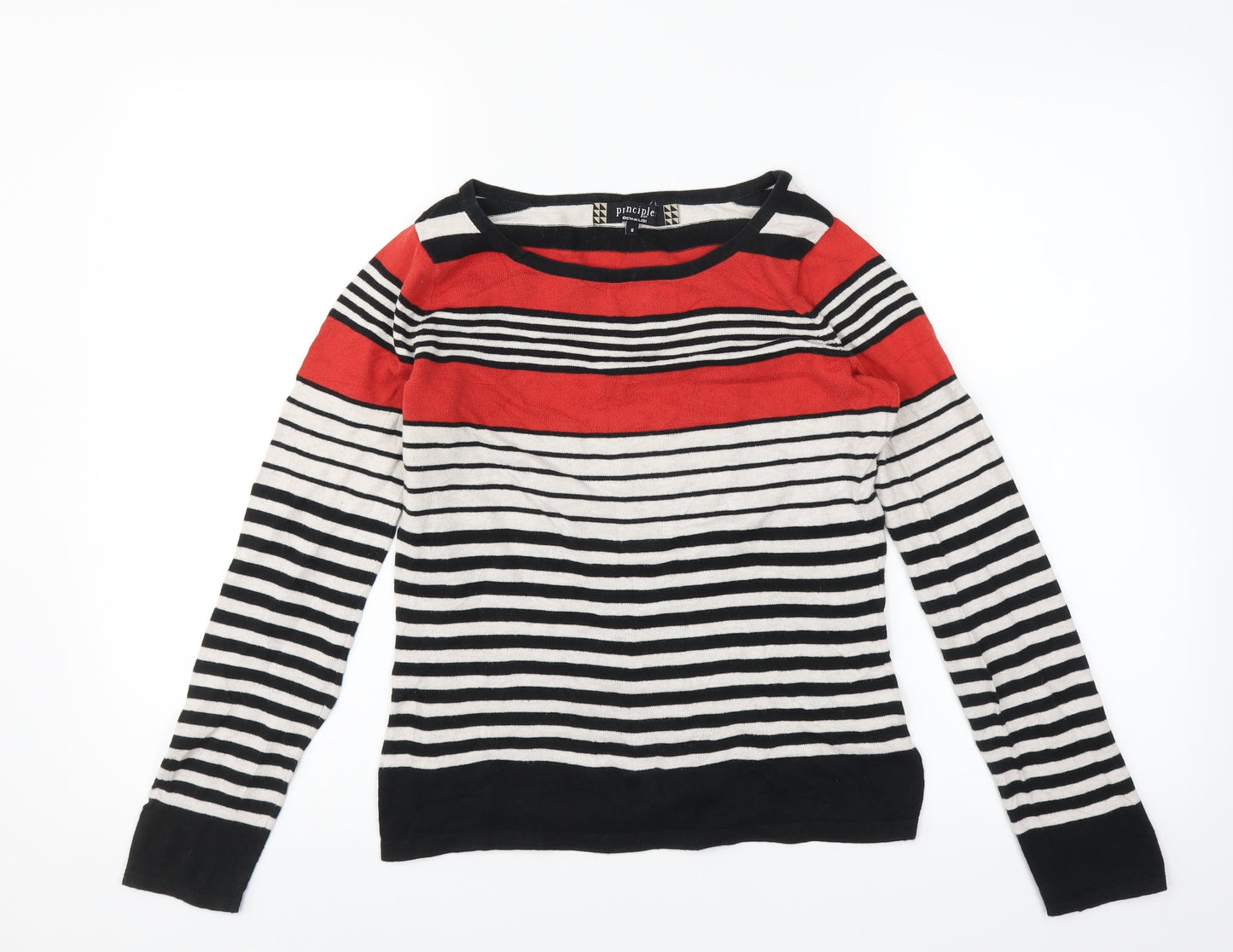 Principles Womens Black Striped  Pullover Jumper Size 8