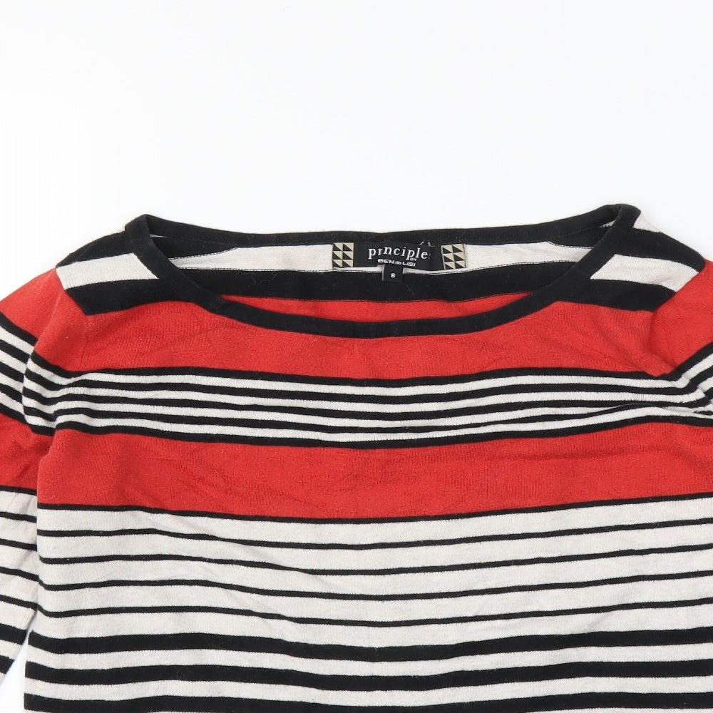 Principles Womens Black Striped  Pullover Jumper Size 8
