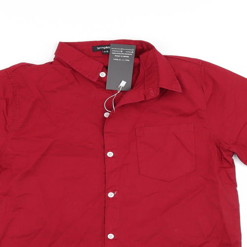 SPRING&GEGE Boys Red   Basic Button-Up Size 11-12 Years