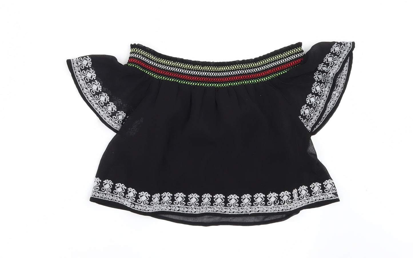 River Island Girls Black   Cropped Blouse Size 9-10 Years