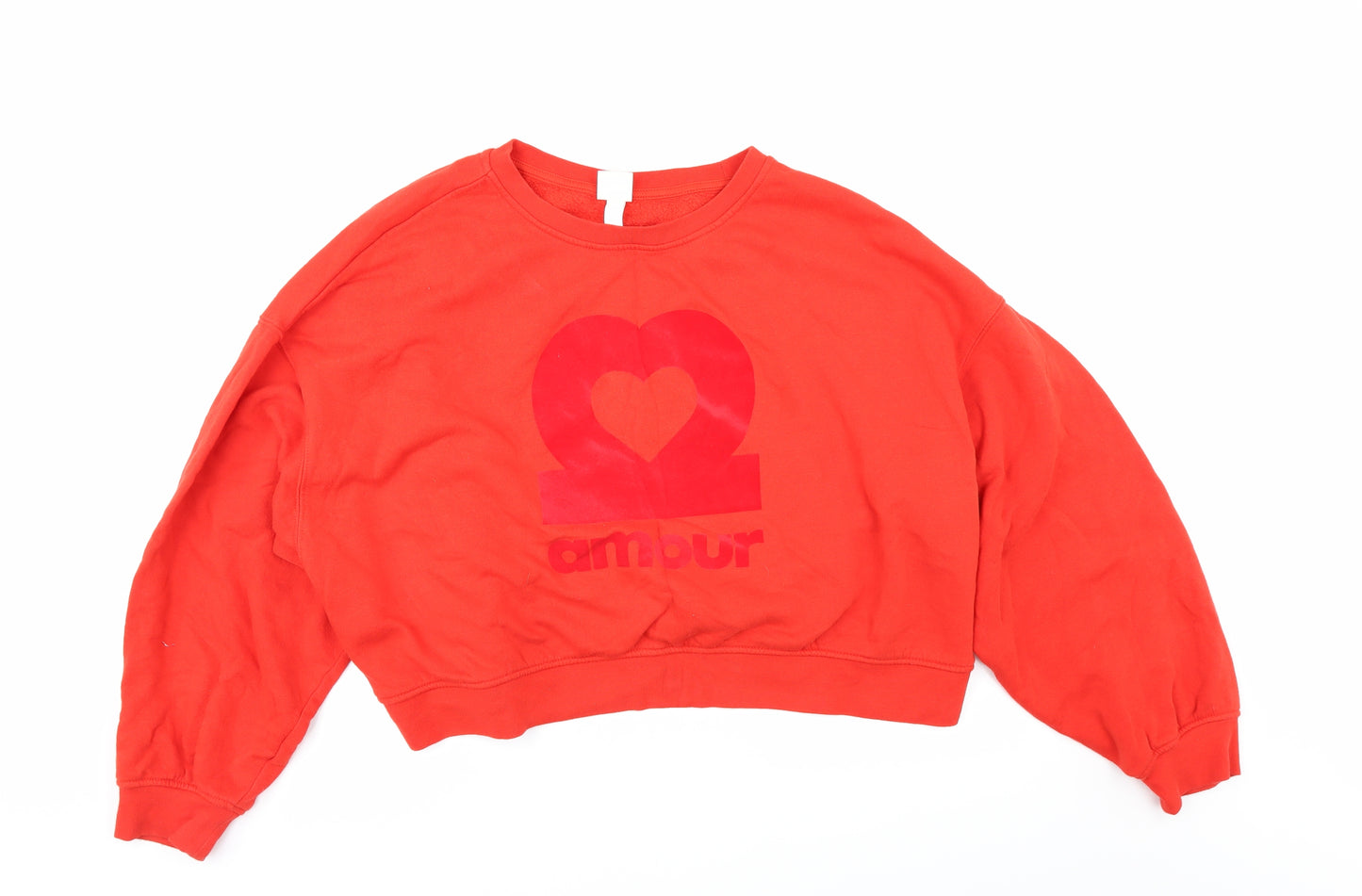 H&M Womens Orange   Pullover Sweatshirt Size L