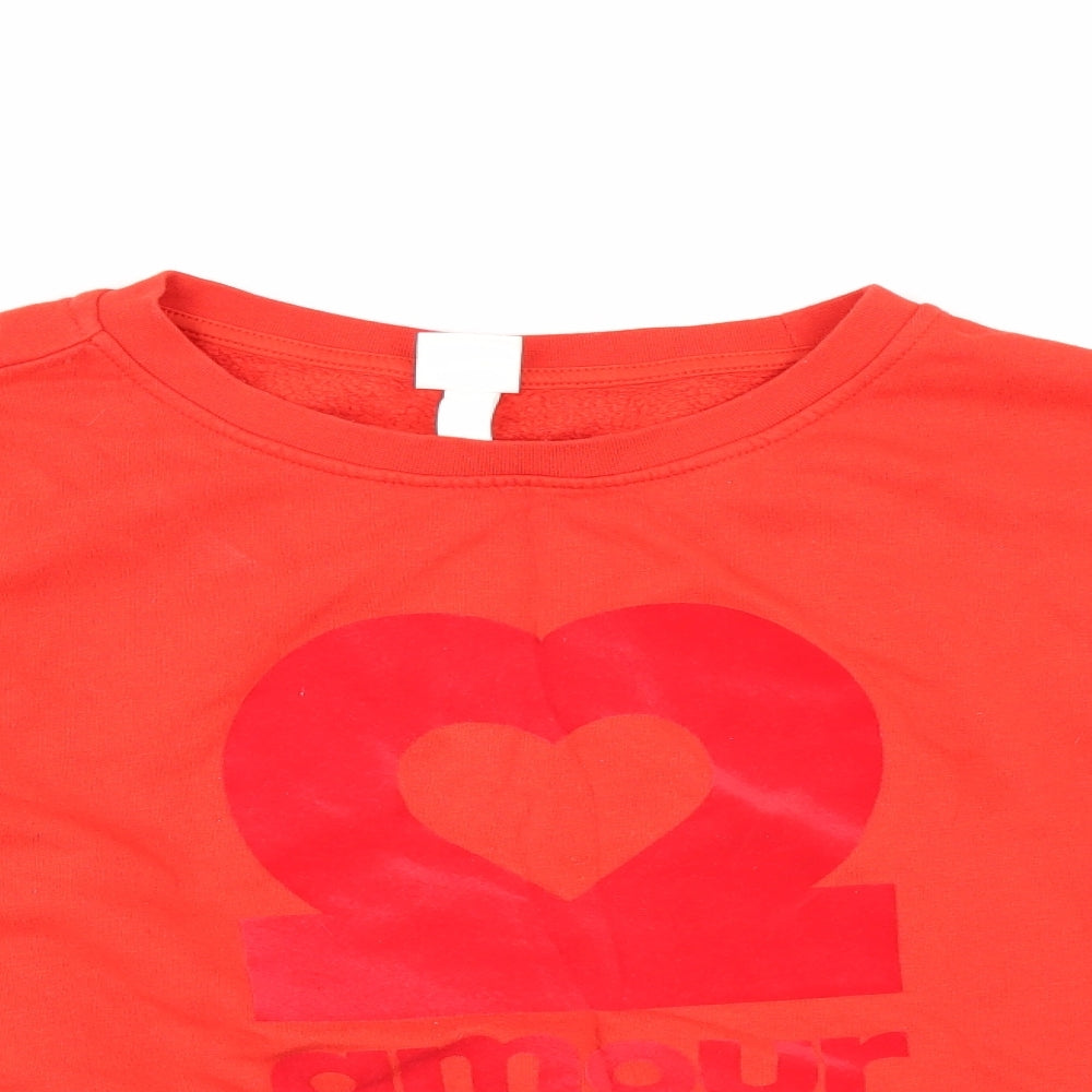 H&M Womens Orange   Pullover Sweatshirt Size L