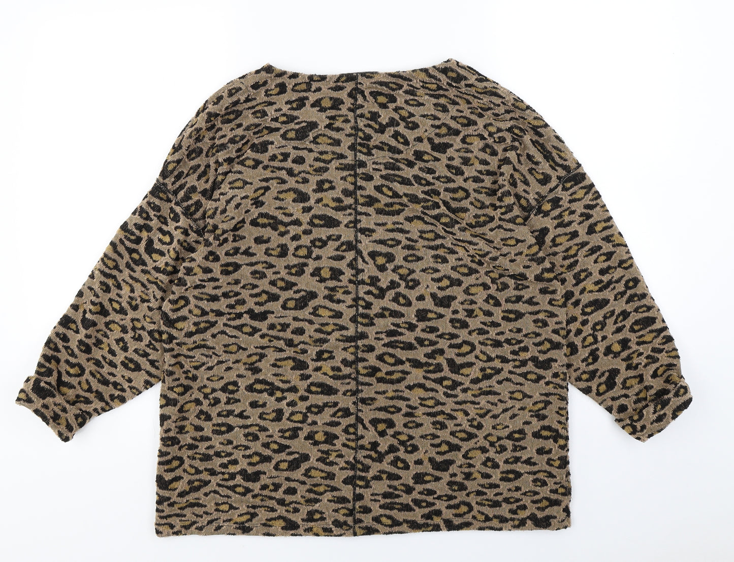 Marks and Spencer Womens Brown Animal Print Knit Pullover Jumper Size 12