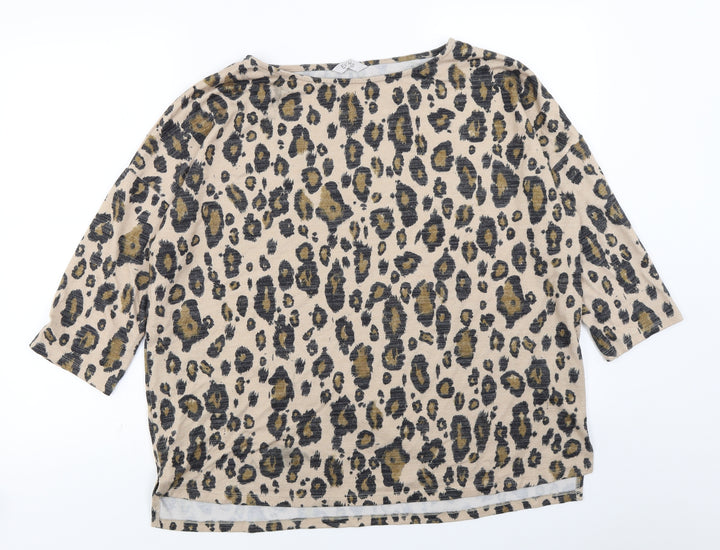 Evans Womens Brown Animal Print Jersey Pullover Jumper Size 18  -