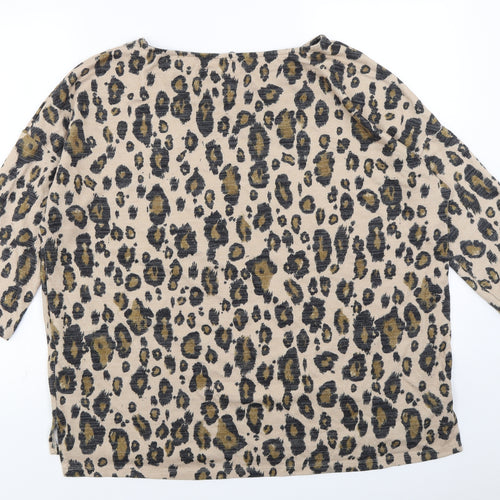 Evans Womens Brown Animal Print Jersey Pullover Jumper Size 18  -