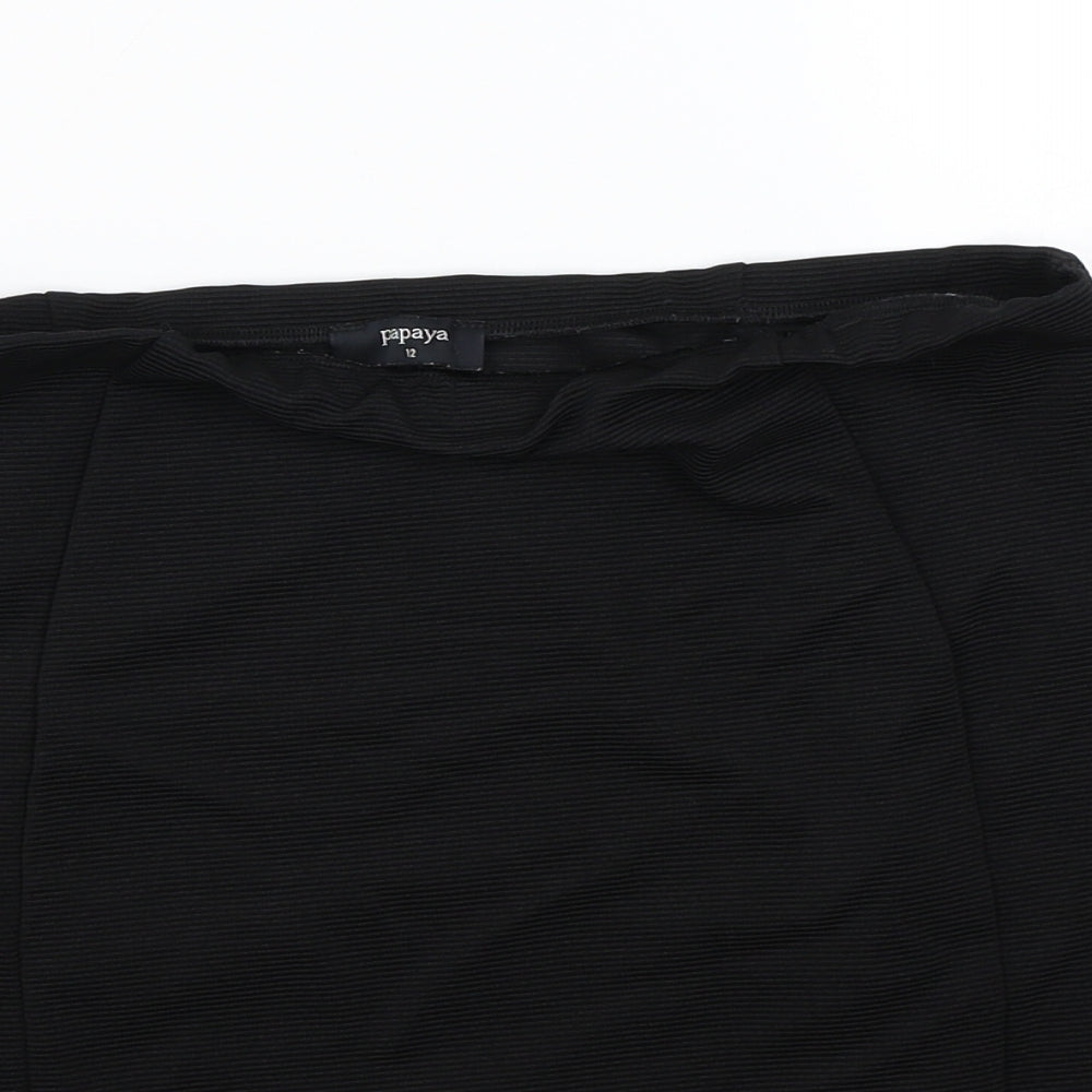 Papaya Womens Black  Rayon A-Line Skirt Size 12